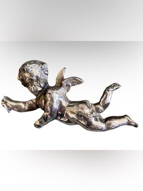 Vintage Zentall Cupid Pin Brooch Baby Cherub Silver Plate